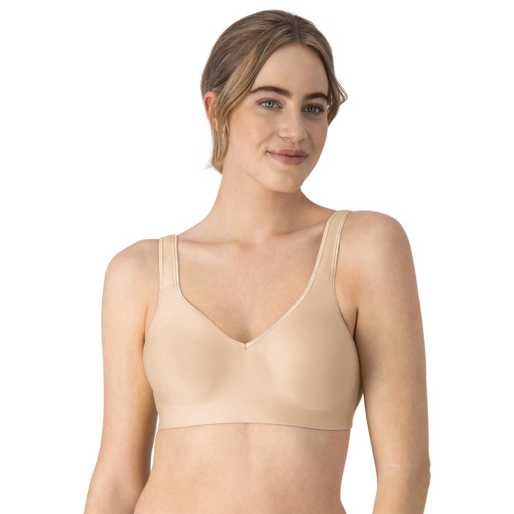 Hanes Womens Wireless Bra Size 2XL Nude Comfort Evolution Moisture Wicking